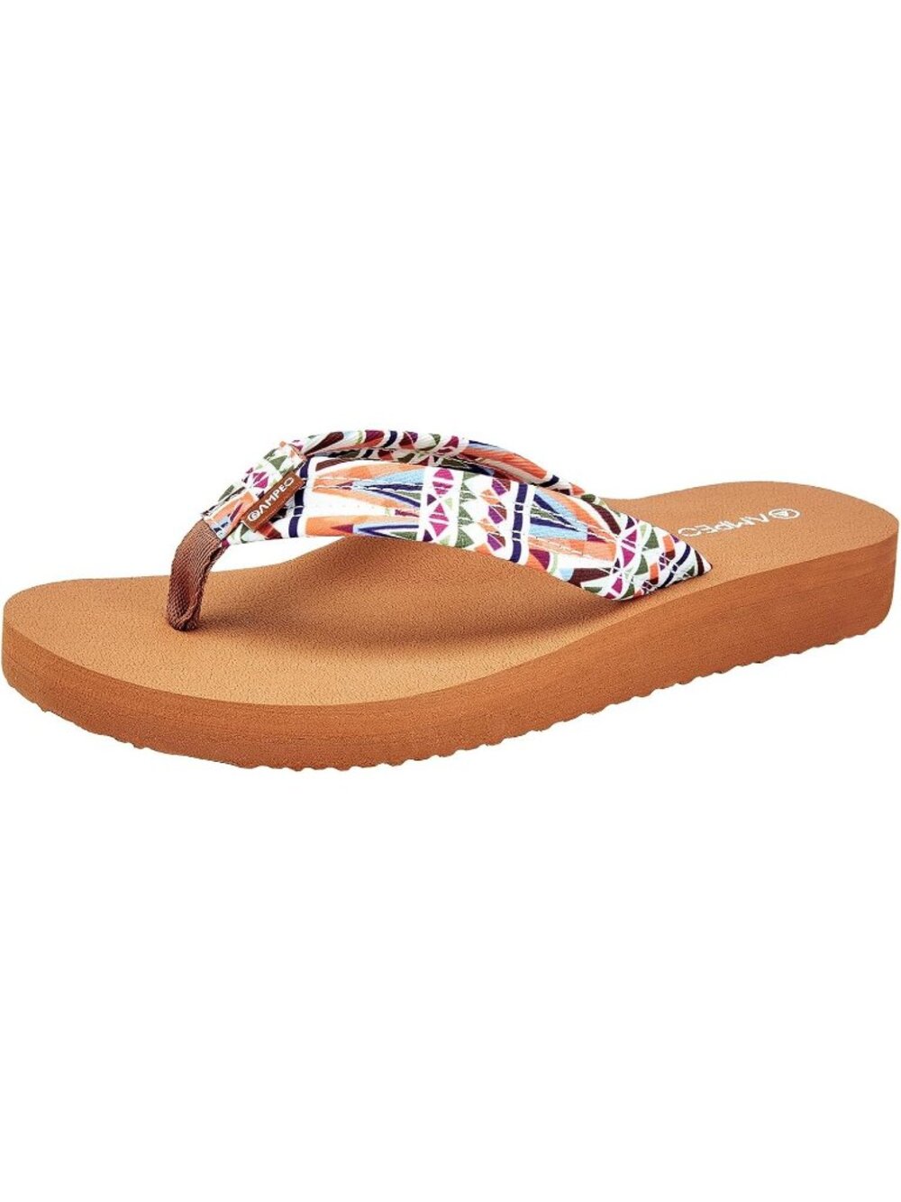 Women's Geometric Orange Comfortable Flip Flops Summer Casual Beach Thong Sandal